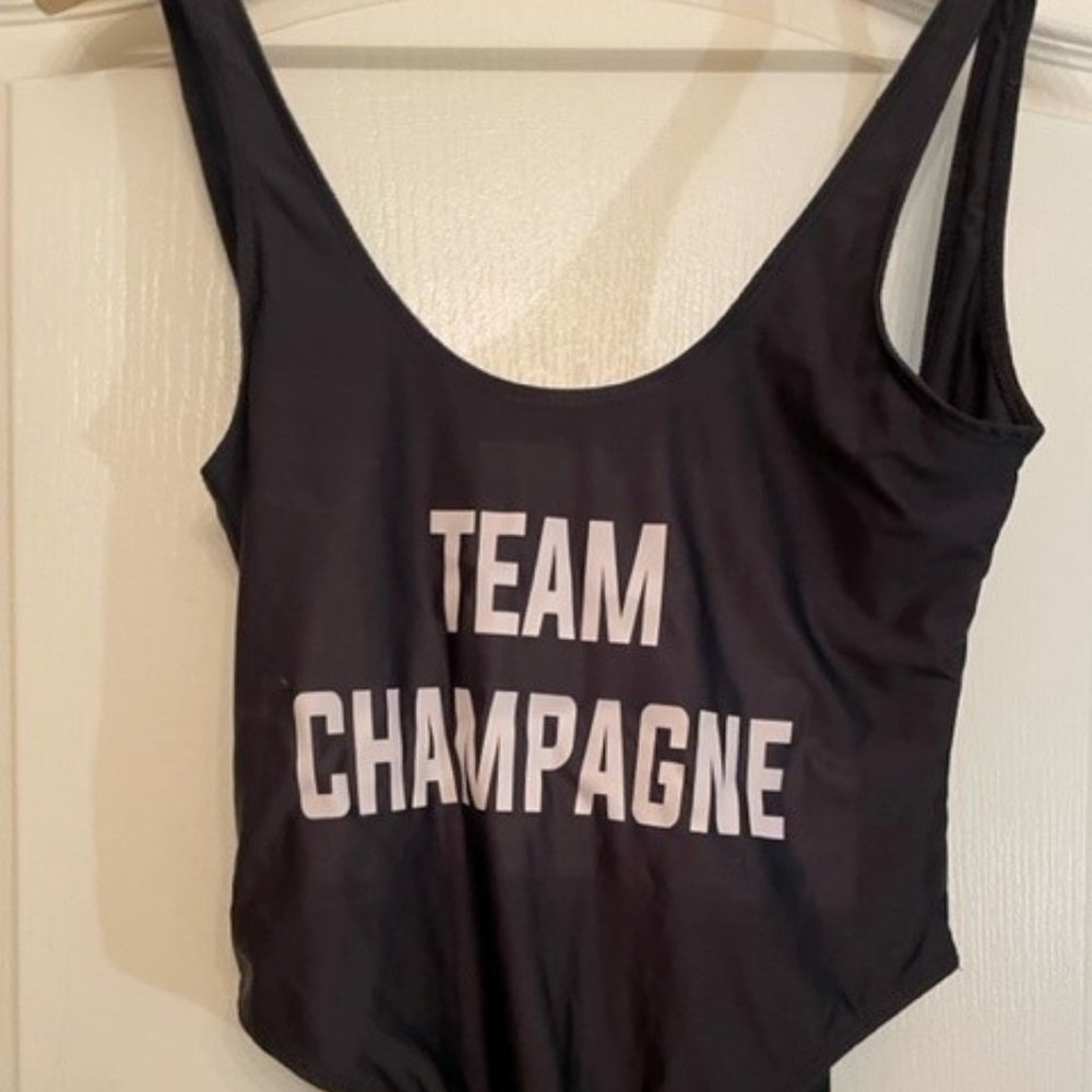 Black & White "Team Champagne" One-Piece Bathing Suit